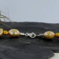 Keshi Perle Curry Gelb echte Perlenkette mit Silber Karabiner Bild 5