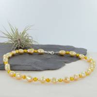 Keshi Perle Curry Gelb echte Perlenkette mit Silber Karabiner Bild 7
