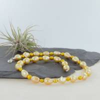 Keshi Perle Curry Gelb echte Perlenkette mit Silber Karabiner Bild 9