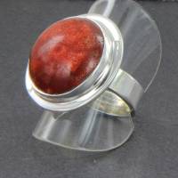 runder Schaumkorallen Ring rot, 925er Silber verstellbar Gr. 55 - 66 Bild 3