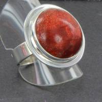 runder Schaumkorallen Ring rot, 925er Silber verstellbar Gr. 55 - 66 Bild 5