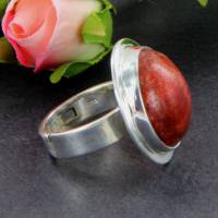 runder Schaumkorallen Ring rot, 925er Silber verstellbar Gr. 55 - 66 Bild 7