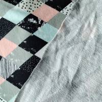 French-Terry Sweatshirtstoff mit Rauten in mint, rosa, schwarz, weiß, Breite 1,55 m Bild 4