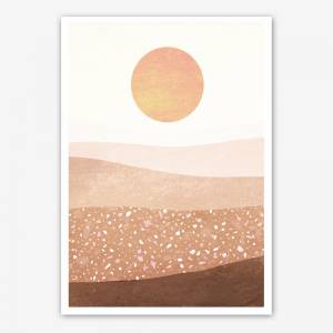 2er Set, moderne abstrakte Landschaftsdrucke, orange Kunstdruck Bild 2