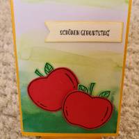 Geburtstagskarte " schönen Geburtstag " rote Äpfel Bild 1