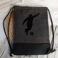 Turnbeutel (Farbe graphit), EINZELSTÜCK Sporttasche aus Polstercanvas, Aufdruck Fußballer Bild 2