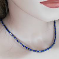 Anthrazit blaue Hämatit Lapis-Lazuli Kette 925er Sterling Silber Bild 2