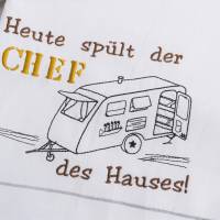 Stickdatei Camping für Geschirrtuch Schürze CHEF mit Wohnwagen Bild 2