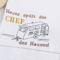 Stickdatei Camping für Geschirrtuch Schürze CHEF mit Wohnwagen Bild 3