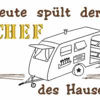 Stickdatei Camping für Geschirrtuch Schürze CHEF mit Wohnwagen Bild 4