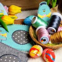 Digitale Stickserie JW Chick Parade Mug Rugs ITH 13x18 cm (5x7") Stickrahmen Bild 3