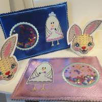 Digitale Stickserie JW Chick Parade Mug Rugs ITH 13x18 cm (5x7") Stickrahmen Bild 5