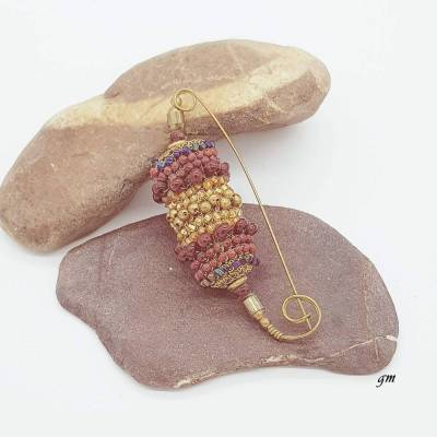 Vintage Schalnadel handgefertigt – Unikat Tuchnadel aus Metall & Kunststoff aus den 70/80ern