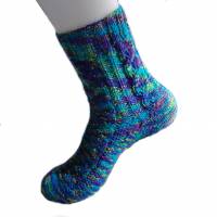 handgestrickte Socken, Größe 40 / 41, 4fach Sockenwolle, blau bunt Bild 1