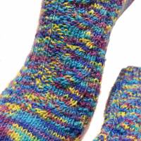 handgestrickte Socken, Größe 40 / 41, 4fach Sockenwolle, blau bunt Bild 2