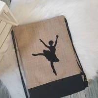Turnbeutel (Farbe beige), EINZELSTÜCK Sporttasche aus Polstercanvas, Aufdruck Ballerina Bild 2