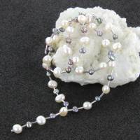 Perlenkette weiß peacock, Süßwasser Silber rhodiniert Bild 9