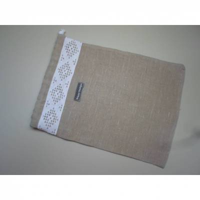 Brotbeutel "Romantico" Leinen beige mit Baumwollkordel 