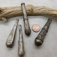4 einzelne lange Endkappen aus Jemen Silber m. Gebrauchsspuren - authentische ethnische Schmuckelemente - Stammesschmuck Bild 2