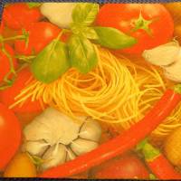 5 Servietten / Motivservietten / Spaghetti / Tomaten / Basilikum / Knoblauch / Essen / Speisen / Obst / Gemüse / Eis / S Bild 1