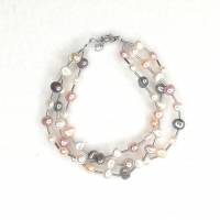 echtes Perlenarmband drei-reihig Silber Perle rhodiniert 19 + 2 cm Bild 10