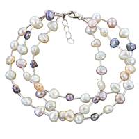 echtes Perlenarmband drei-reihig Silber Perle rhodiniert 19 + 2 cm Bild 2