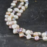 echtes Perlenarmband drei-reihig Silber Perle rhodiniert 19 + 2 cm Bild 3