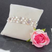 echtes Perlenarmband drei-reihig Silber Perle rhodiniert 19 + 2 cm Bild 6