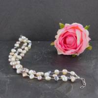 echtes Perlenarmband drei-reihig Silber Perle rhodiniert 19 + 2 cm Bild 7