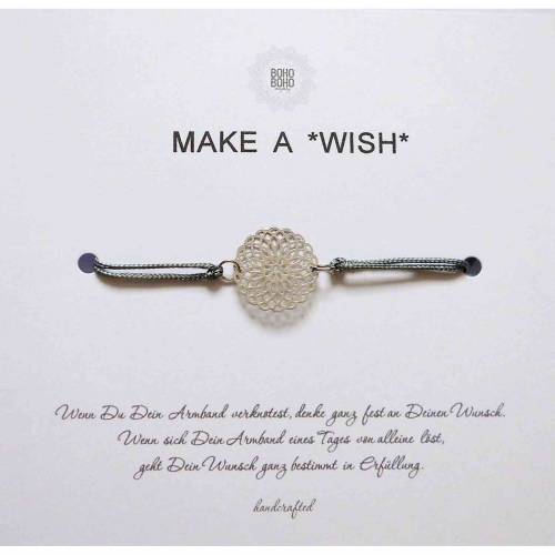 Make A *Wish* - Wunscharmband/Glücksarmband * Boho Yoga *  Mandala Silber *
