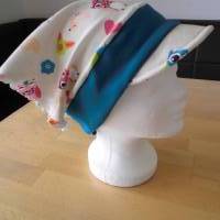 Kopftuch / Sommerkopftuch mit Augenschutz in beige mit Eulen Bild 1