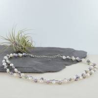 weiß graue Perlenkette zwei-reihig Süßwasserperlen Silber rhodiniert Bild 5