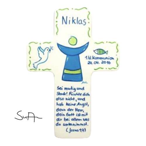 Taufkreuz Holzkreuz Kinderkreuz mit christlichem Motiv  zur Taufe/Geburt/Kommunion