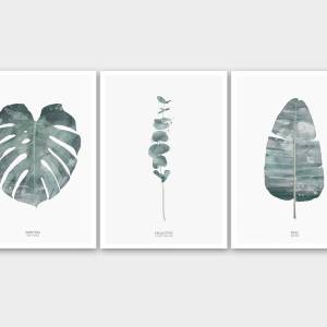Set von 6 botanischen Kunstdrucken, moderne Blätter Kunstdrucke, Wohnzimmer Wandkunst Bild 3