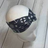 Haarband, Knotenhaarband, Mädchenhaarband, Kinderhaarband, Stirnband, Bandeau, in grau mit maritimen Symbolen Bild 4