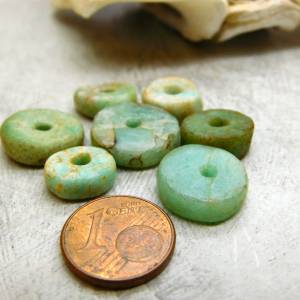 7 Scheiben antiker Amazonit aus Mauretanien - 11,25g - 11-17mm - seltener Stein - Sahara Amazonit Perlen Bild 3