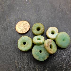 7 Scheiben antiker Amazonit aus Mauretanien - 11,25g - 11-17mm - seltener Stein - Sahara Amazonit Perlen Bild 6