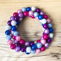 Perlenkette in Frühlingsfarben inklusive Anhängeröse Bild 1