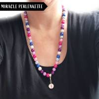 Perlenkette in Frühlingsfarben inklusive Anhängeröse Bild 2