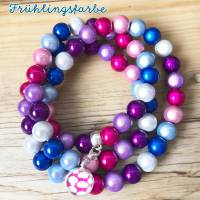 Perlenkette in Frühlingsfarben inklusive Anhängeröse Bild 5