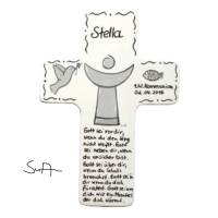 Taufkreuz Holzkreuz Kinderkreuz mit christlichem Motiv  zur Taufe/Geburt/Kommunion Bild 1