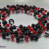 Brillenkette rot & schwarz - zauberhafte rote & elegante schwarze Perlen ... mal ein anderes Brillenband auch als Kette Bild 3