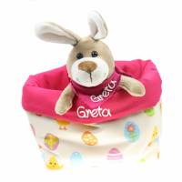 Ostergeschenk Osterkörbchen mit Hasen personalisiert Stoffkörbchen - Geschenk zu Ostern für Kinder Bild 2