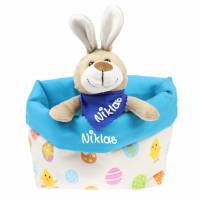 Ostergeschenk Osterkörbchen mit Hasen personalisiert Stoffkörbchen - Geschenk zu Ostern für Kinder Bild 3