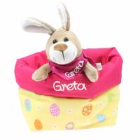Ostergeschenk Osterkörbchen mit Hasen personalisiert Stoffkörbchen - Geschenk zu Ostern für Kinder Bild 4