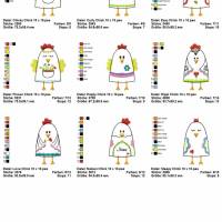 Digitale Stickserie JW Chick Parade Doodle 10x10 cm (4x4") Stickrahmen Bild 2