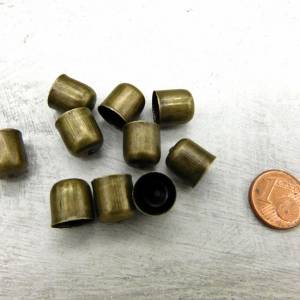 10 Endkappen - bronze - 11x10mm - Fädelloch 2mm - schlicht - bronzefarben - Kappen Bild 1