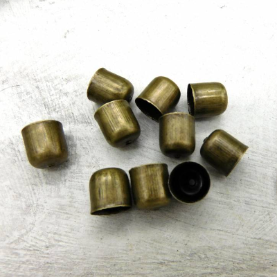 10 Endkappen - bronze - 11x10mm - Fädelloch 2mm - schlicht - bronzefarben - Kappen
