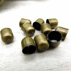 10 Endkappen - bronze - 11x10mm - Fädelloch 2mm - schlicht - bronzefarben - Kappen Bild 2
