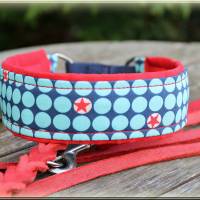 Halsband PAWs oder DOTs mit Zugstopp für deinen Hund Hundehalsband Martingale rot türkis oder braun Bild 1